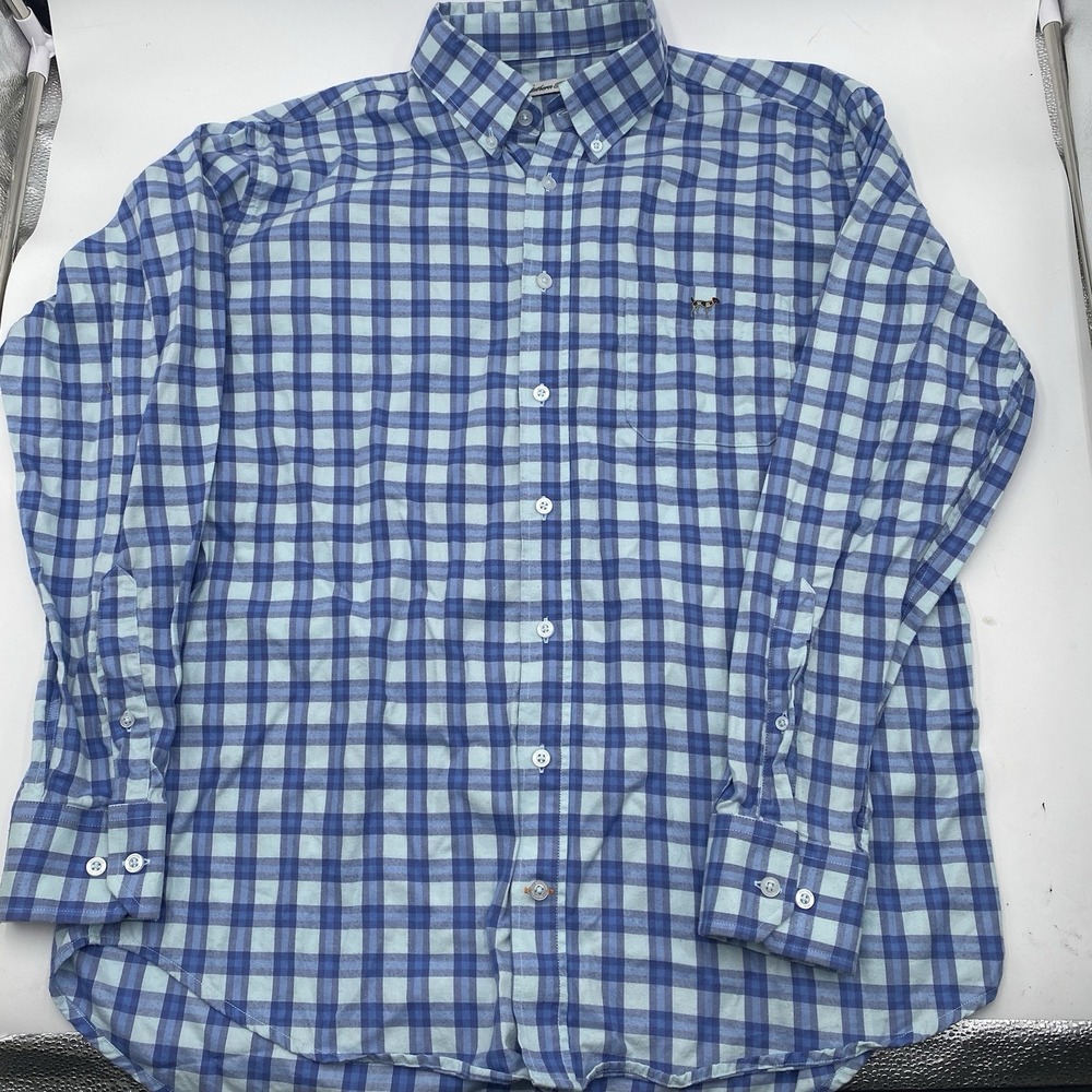 Southern‎ Point Co Shirt Blue Check Plaid Button Down Preppy Large Oxford